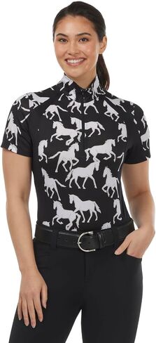 Kerrits Womens Balance Ice Fil Short Sleeve Horse Riding Shirt – Ultra-Lightweight Cooling Equestrian Top Unique Horse Prints in Saudi Arabia