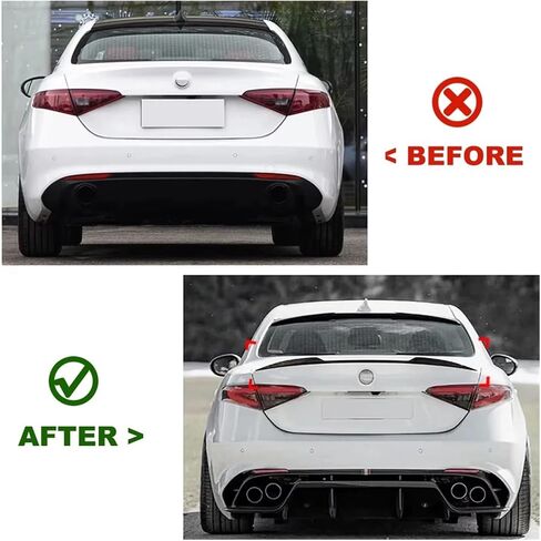 Compatible For Alfa Romeo Giulia 2015-2023 ABS Car Tail Wings Spoiler Fixed Automobile Flow Deflector Protective Modificatio(Glossy Black) in Saudi Arabia