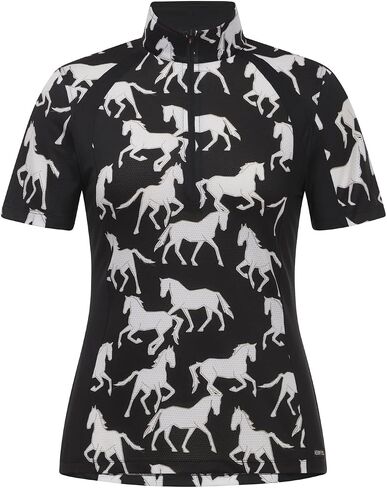 Kerrits Womens Balance Ice Fil Short Sleeve Horse Riding Shirt – Ultra-Lightweight Cooling Equestrian Top Unique Horse Prints in Saudi Arabia