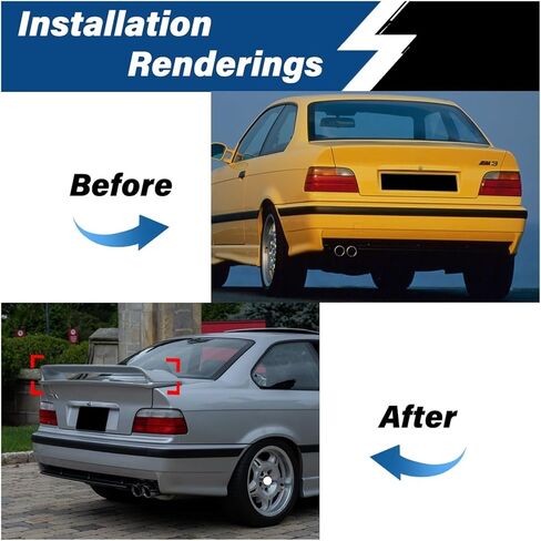 متوافق مع BMW 3 Series E36 Saloon & Coupe & E36 M3 1991 1992 1993 1994 1995 1996 1997 1998 1999 GT SPOILER SPOILER REAL TRUNK Part (NO PAND) in Kuwait
