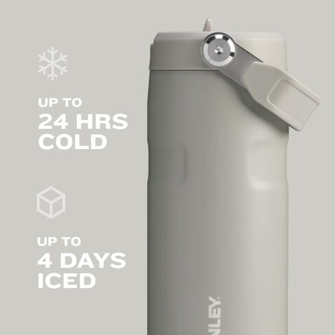 زجاجة مياه ستانلي IceFlow Flip Straw 2.0 50 أونصة | شفاطة مدمجة بفتحة أكبر | خفيفة الوزن ومقاومة للتسرب | ستانلس ستيل معزول | خالية من مادة BPA | رماد in Saudi Arabia