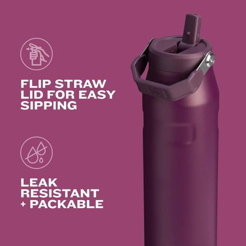 زجاجة مياه ستانلي IceFlow Flip Straw 2.0 50 أونصة | شفاطة مدمجة بفتحة أكبر | خفيفة الوزن ومقاومة للتسرب | ستانلس ستيل معزول | خالية من مادة BPA | رماد in Saudi Arabia