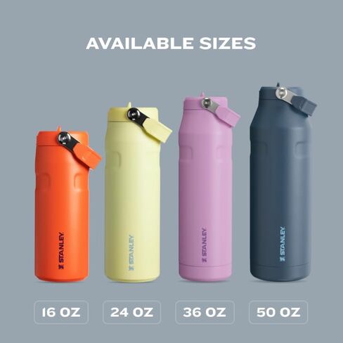 زجاجة مياه ستانلي IceFlow Flip Straw 2.0 50 أونصة | شفاطة مدمجة بفتحة أكبر | خفيفة الوزن ومقاومة للتسرب | ستانلس ستيل معزول | خالية من مادة BPA | رماد in Saudi Arabia