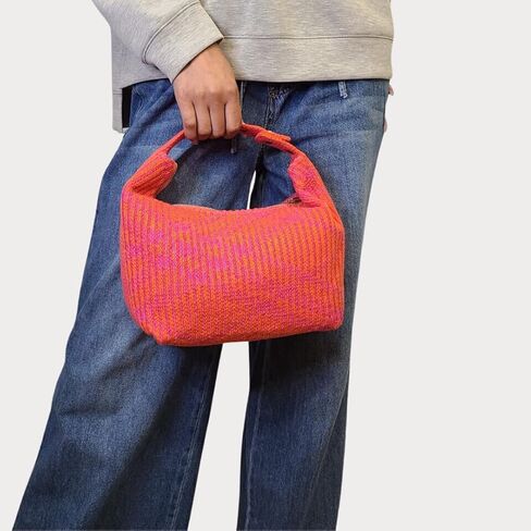 Grafton Plaid Sweater Knit Bag - Orange + Fuchsia in Saudi Arabia