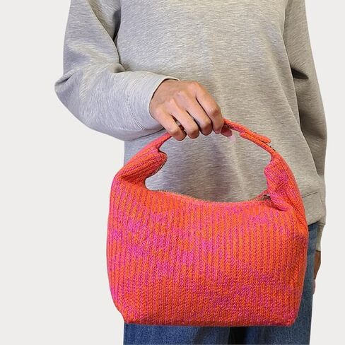 Grafton Plaid Sweater Knit Bag - Orange + Fuchsia in Saudi Arabia