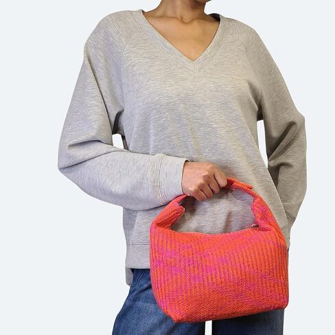 Grafton Plaid Sweater Knit Bag - Orange + Fuchsia in Saudi Arabia