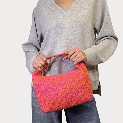 Grafton Plaid Sweater Knit Bag - Orange + Fuchsia in Saudi Arabia