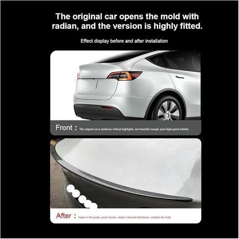 المفسد الجذع الخلفي متوافق مع Tesla Model 3 Model Y 2017-2023 متوافق مع الطراز 3 Highland 2024 ألياف الكربون ABS ABS الإكسسوارات الخارجية (New3 Black P) in Kuwait