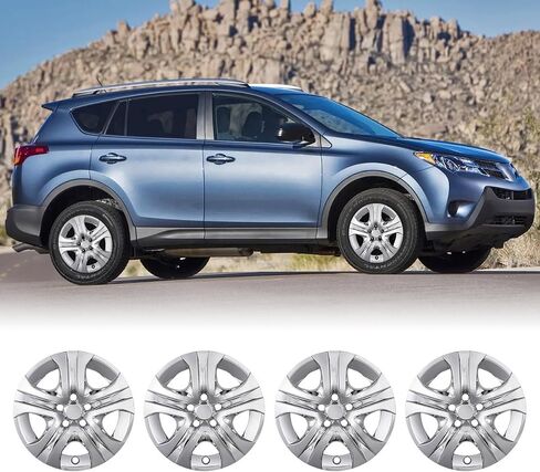 تغطية عجلة Hubcaps 17 بوصة من أجل تويوتا RAV4 2013 2014 2015 2015 2017 2018 ، R17 Wheel Rims Cover Cover Caps Snap على السيارة ، مواد ABS ، مجموعة من 4 ، Silver & Black Lacquer in Kuwait