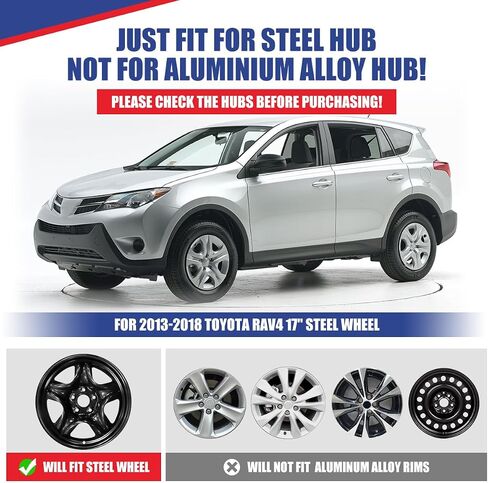 تغطية عجلة Hubcaps 17 بوصة من أجل تويوتا RAV4 2013 2014 2015 2015 2017 2018 ، R17 Wheel Rims Cover Cover Caps Snap على السيارة ، مواد ABS ، مجموعة من 4 ، Silver & Black Lacquer in Kuwait