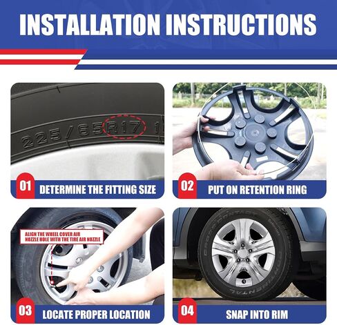 تغطية عجلة Hubcaps 17 بوصة من أجل تويوتا RAV4 2013 2014 2015 2015 2017 2018 ، R17 Wheel Rims Cover Cover Caps Snap على السيارة ، مواد ABS ، مجموعة من 4 ، Silver & Black Lacquer in Kuwait