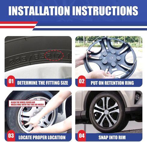 تغطية عجلة Hubcaps 17 بوصة من أجل تويوتا RAV4 2013 2014 2015 2015 2017 2018 ، R17 Wheel Rims Cover Cover Caps Snap على السيارة ، مواد ABS ، مجموعة من 4 ، Silver & Black Lacquer in Kuwait