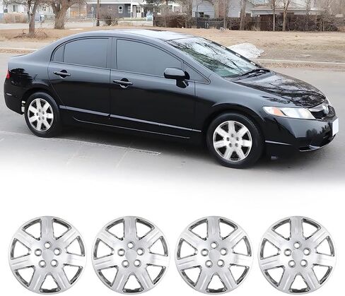 Roxx 4pcs مجموعة 16 بوصة العجلة حافة الغلاف البديل Hubcaps ل Honda Civic 2006-2011 (فقط مناسبة للعجلات الصلب) ، الترباس على قبعة محور شاحنة السيارة (5104 ، Chrome) in Kuwait