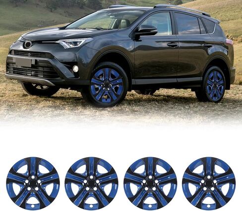 تغطية عجلة Hubcaps 17 بوصة من أجل تويوتا RAV4 2013 2014 2015 2015 2017 2018 ، R17 Wheel Rims Cover Cover Caps Snap على السيارة ، مواد ABS ، مجموعة من 4 ، Silver & Black Lacquer in Kuwait