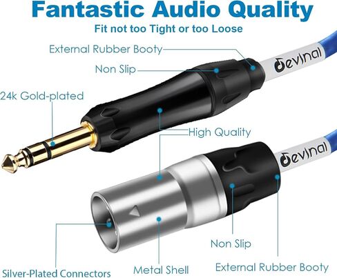 Devinal XLR Female to 1/4 inch TRS Cable Hi-Fi Grade Balanced Female XLR to Quarter inch 6.35mm TRS Interconnect Cord Patch Cable for for Microphone, Mixer, Speakers 12 inches 2pack in Saudi Arabia