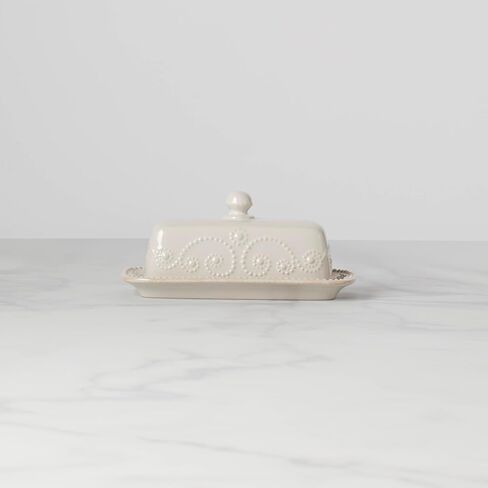 Lenox French Perle Covered Butter Dish, White - in Kuwait