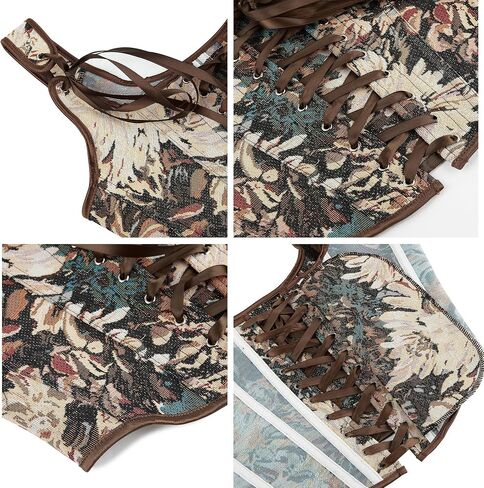 INOGIH Womens-Vintage-Renaissance-Corset-Tops - Lace-Up Sleeveless Floral-Print Overbust-Bodyshaper Going-Out in Saudi Arabia