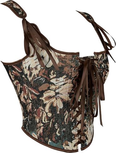 INOGIH Womens-Vintage-Renaissance-Corset-Tops - Lace-Up Sleeveless Floral-Print Overbust-Bodyshaper Going-Out in Saudi Arabia