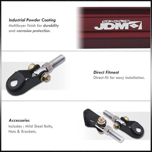 AJP Distributors JDM Sport Suspension Front Lower Body Chassis Red Aluminum Strut Tower Brace Tie Bar Stabilizer Rod Support Arm Compatible/Replacement For Probe MX6 2.0L L4 1993 1994 1995 1996 1997 in Kuwait