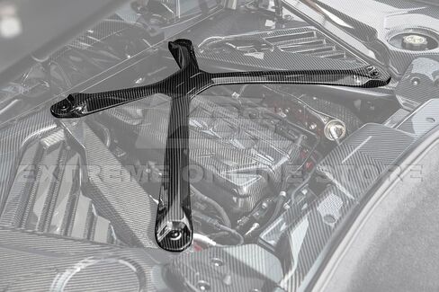 Replacement For 2020-Present Chevrolet Corvette C8 Coupe Models | GM Factory Style Dry Pre-Preg Carbon Fiber Rear Engine Bay X-Brace Struct Bar Without Jake Skull Logo (Black Carbon Fiber W/OUT Logo) in Saudi Arabia