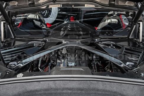 Replacement For 2020-Present Chevrolet Corvette C8 Coupe Models | GM Factory Style Dry Pre-Preg Carbon Fiber Rear Engine Bay X-Brace Struct Bar Without Jake Skull Logo (Black Carbon Fiber W/OUT Logo) in Saudi Arabia