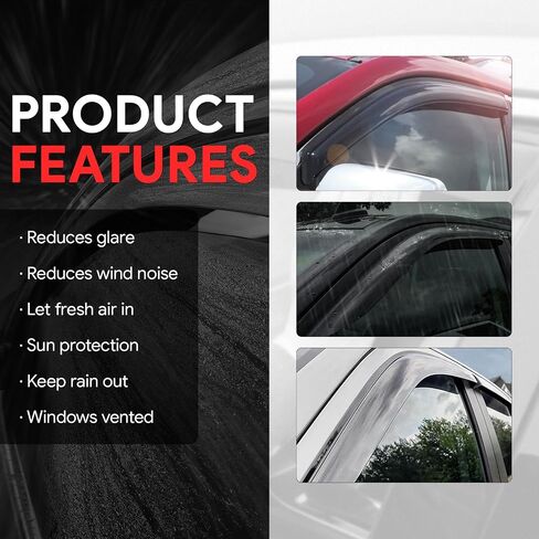 DNA MOTORING WVS-057 Dark Smoke Vent Window Visor Deflector Rain/Sun Guard, 4 Piece in Saudi Arabia