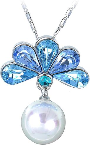 Alilang Womens Golden Tone Light Blue Peacock Bird Bird Tail Netlace قلادة قلادة in Saudi Arabia