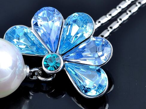 Alilang Womens Golden Tone Light Blue Peacock Bird Bird Tail Netlace قلادة قلادة in Saudi Arabia