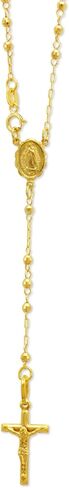 14Karat Gold Rosary Chain Necklace - Nice White Yellow Tricolor Shiny Pendant Flawless Jewelry Gift for Women and Men - Available 16 to 20 Inches Length - 3MM Wide in Saudi Arabia