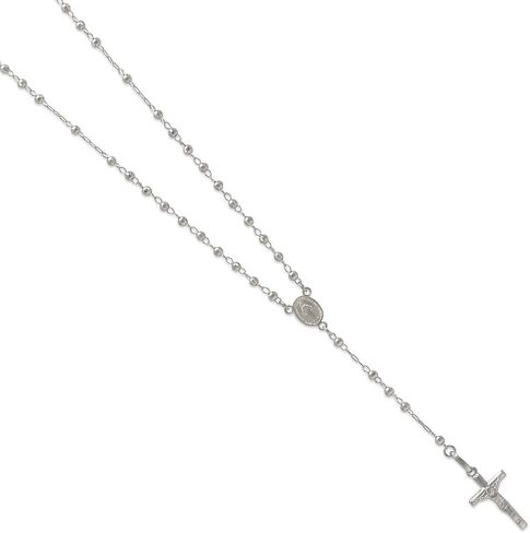 14Karat Gold Rosary Chain Necklace - Nice White Yellow Tricolor Shiny Pendant Flawless Jewelry Gift for Women and Men - Available 16 to 20 Inches Length - 3MM Wide in Saudi Arabia