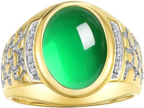 Rylos Men's Nugget Ring in Yellow Gold Plated Silver Cabochon Gemstone and Diamonds in Sizes 8-13. in Kuwait