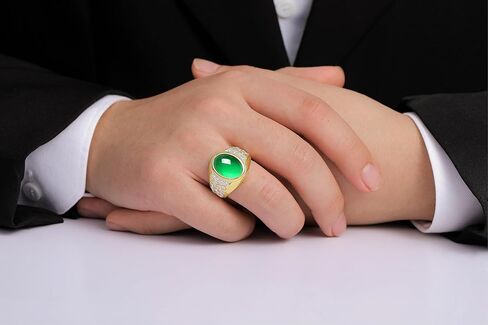 Rylos Men's Nugget Ring in Yellow Gold Plated Silver Cabochon Gemstone and Diamonds in Sizes 8-13. in Kuwait