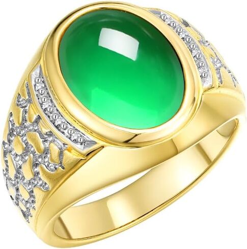 Rylos Men's Nugget Ring in Yellow Gold Plated Silver Cabochon Gemstone and Diamonds in Sizes 8-13. in Kuwait