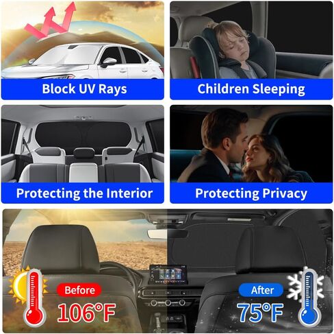 نافذة Sunshade ملائمة ل Toyota Highlander 2014-2019 الملحقات ， الزجاج الأمامي Sun Shade Side Cover Kit Block أشعة الحرارة الحرارية للحفاظ على محاصر الحدود in Kuwait