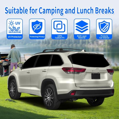 نافذة Sunshade ملائمة ل Toyota Highlander 2014-2019 الملحقات ， الزجاج الأمامي Sun Shade Side Cover Kit Block أشعة الحرارة الحرارية للحفاظ على محاصر الحدود in Kuwait