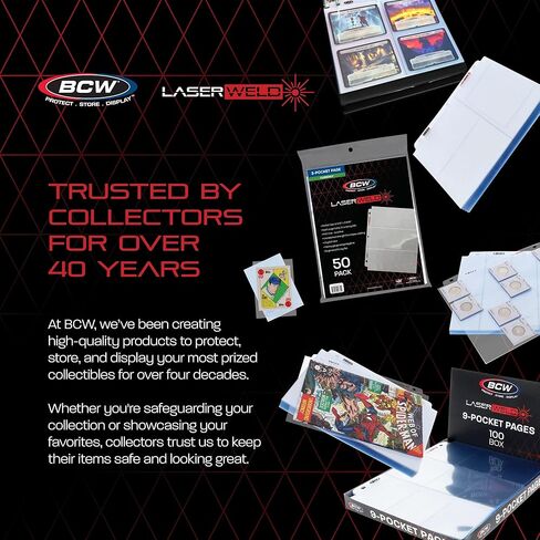 LaserWeld 9 صفحات جيب 50 BCW LaserWeld 9 صفحات جيب | صفحات جيب ممتازة مسطحة للغاية وواضحة للبطاقات - حزمة من 50 صفحة | أغلفة بطاقات التداول لحزمة Pokemom وMTG وYugioh وMorePage in Kuwait