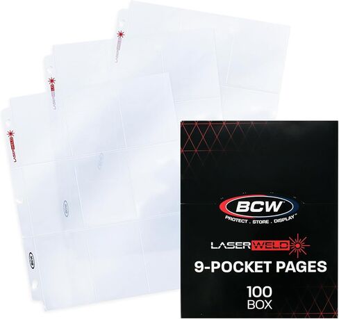LaserWeld 9 Pocket Pages 50 BCW LaserWeld 9 Pocket Pages | Premium Ultra Flat and Clear Pocket Pages for Cards - 50 Page Pack | Trading Card Binder Sleeves for Pokemom, MTG, Yugioh, and MorePage Pack in Saudi Arabia