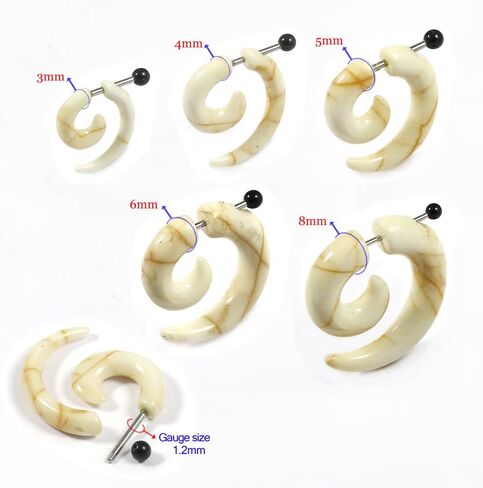 نمط الرخام الحلزوني للأشعة فوق البنفسجية مع 16 Gauge 316L Surgical Steel Fake Ear Clop - Fauxs Slop - Gauge قرط الجسم مجوهرات ثقب الجسم in Saudi Arabia