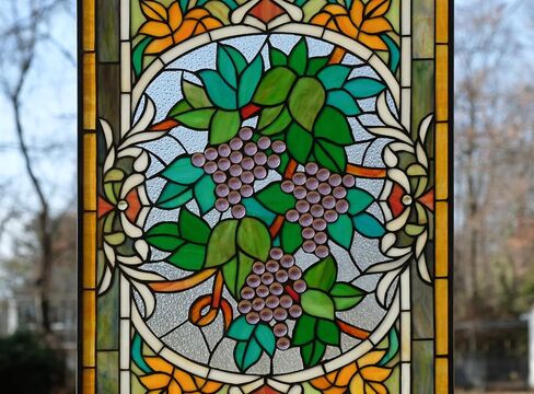 20 "× 33.75" الزجاج الملون معلق لوحة النافذة العنب كرمة in Saudi Arabia