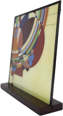 Ebros Frank Lloyd Wright March Balloons Celebration Stained Glass Art Panel Wall Hanging Decor Or Desktop Plaque with Wooden Base Stand 10" Tall in Saudi Arabia