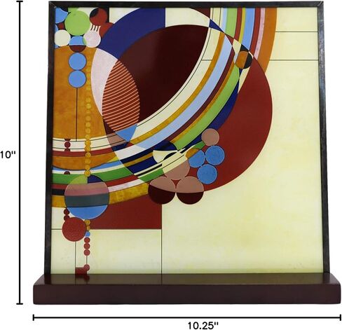 Ebros Frank Lloyd Wright March Balloons Celebration Stained Glass Art Panel Wall Hanging Decor Or Desktop Plaque with Wooden Base Stand 10" Tall in Saudi Arabia