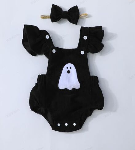 Noubeau My First Halloween Baby Girl Outfit Newborn Pumpkin Bubble Romper Bodysuit Corduroy Overalls Infant Ghost Clothes in Saudi Arabia