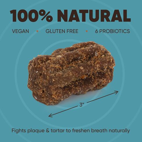 Avery's Holistic Paws Probiotic Dental Stick Treats for Dogs - 23 Peanut Butter Edible Dog Chews, 3 Inches Each - Natural & Organic Dog Chew Sticks for Oral Care - Teeth Cleaning Chews Made in USA in Saudi Arabia