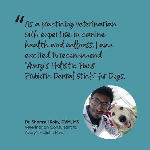 Avery's Holistic Paws Probiotic Dental Stick Treats for Dogs - 23 Peanut Butter Edible Dog Chews, 3 Inches Each - Natural & Organic Dog Chew Sticks for Oral Care - Teeth Cleaning Chews Made in USA in Saudi Arabia