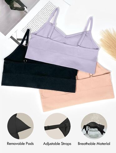 Livona 3 Pack Training Bras for Girls - Sports, Fitness, Padded Everyday Bralette, Crop Cami Tank Top (6-14) in Saudi Arabia