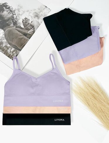 Livona 3 Pack Training Bras for Girls - Sports, Fitness, Padded Everyday Bralette, Crop Cami Tank Top (6-14) in Saudi Arabia