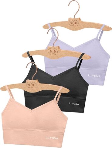 Livona 3 Pack Training Bras for Girls - Sports, Fitness, Padded Everyday Bralette, Crop Cami Tank Top (6-14) in Saudi Arabia