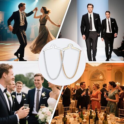 2 Packs Tie Chain for Men – Fashion Necktie Clips and Chains, Men’s Accessories with Ring Clasps for Suits, Neckties, Vests & Trousers – Elegant Tie Pins and Tacks for Business and Wedding Wear in Saudi Arabia