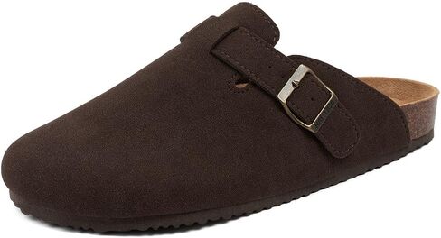 Nautica Women Mens Clogs Mules Vegan Suede Cork Footbed Buckle Sandals Comfort Potato Shoes with Arch Support (Faux Fur/Smooth) in Saudi Arabia