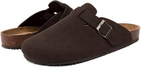 Nautica Women Mens Clogs Mules Vegan Suede Cork Footbed Buckle Sandals Comfort Potato Shoes with Arch Support (Faux Fur/Smooth) in Saudi Arabia